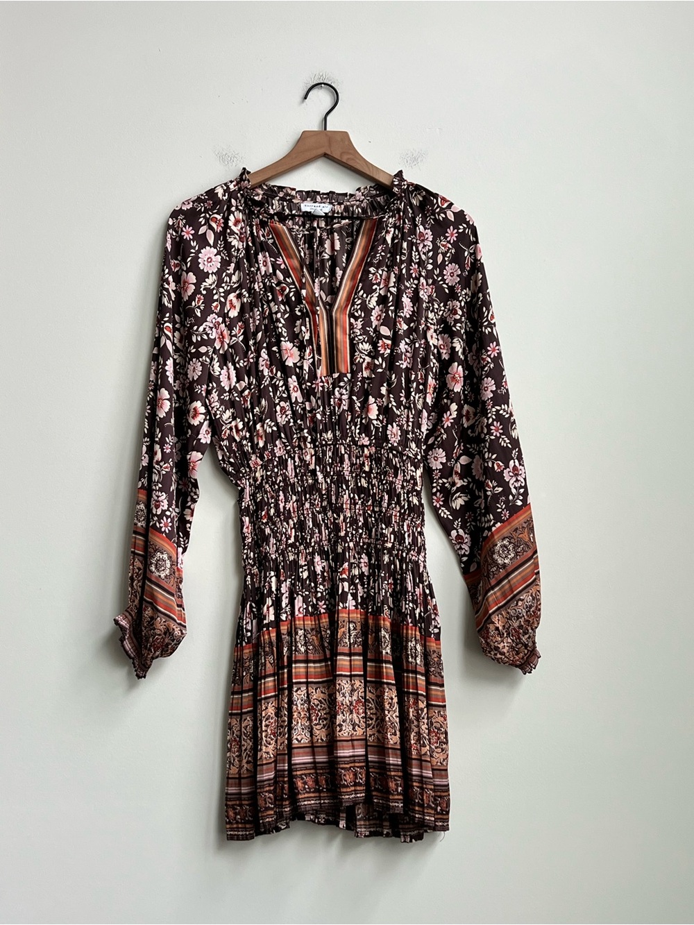 Anthropologie current air Alyce smocked waist floral dress Hippie long sleeve - Picture 5 of 16